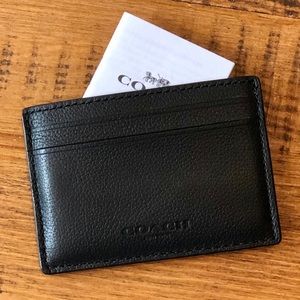 Coach Black Leather Money Clip/ Cardholder/ Wallet